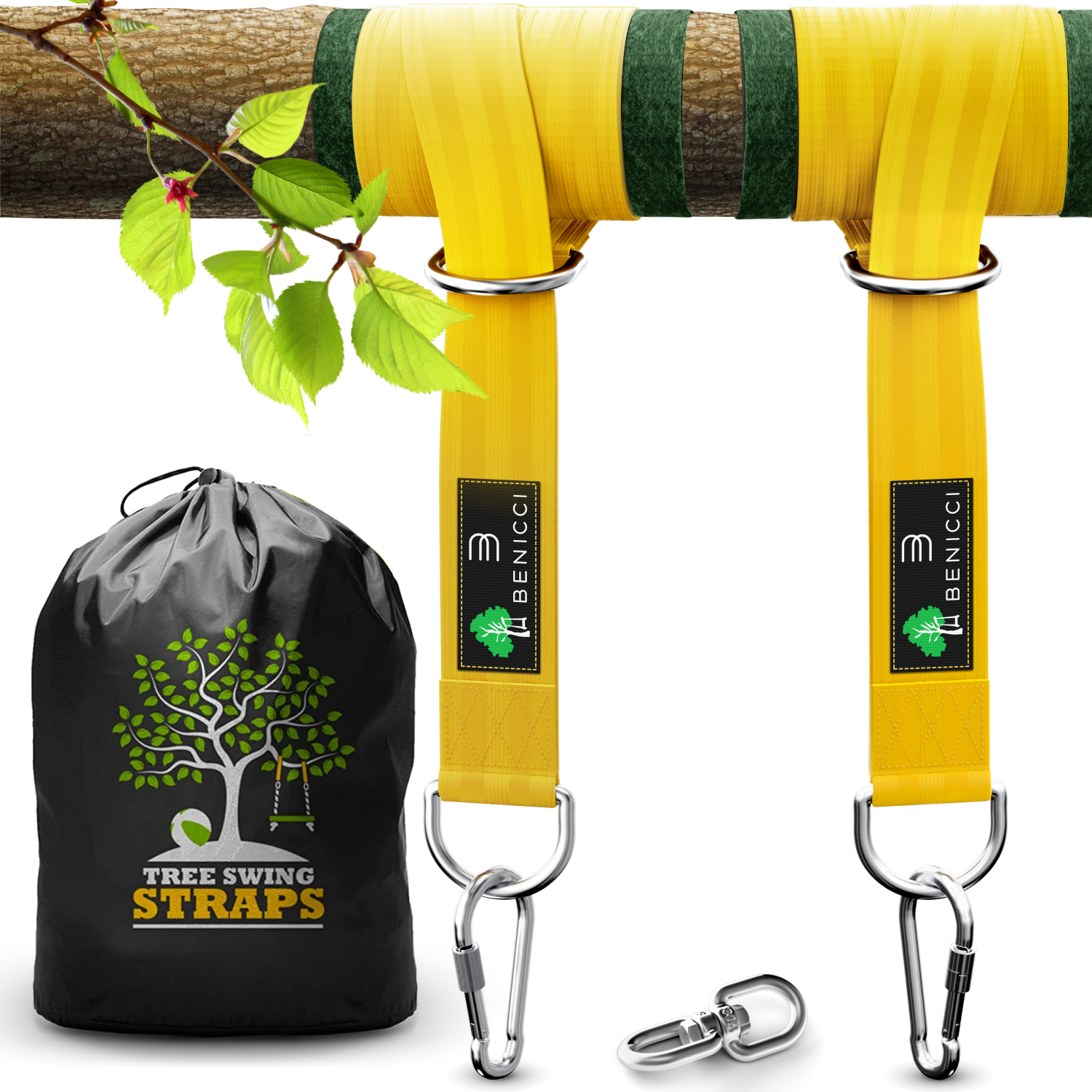 Tree Swing Hanging Kit – 10ft Straps with Carabiners, 2000 lb Capacity