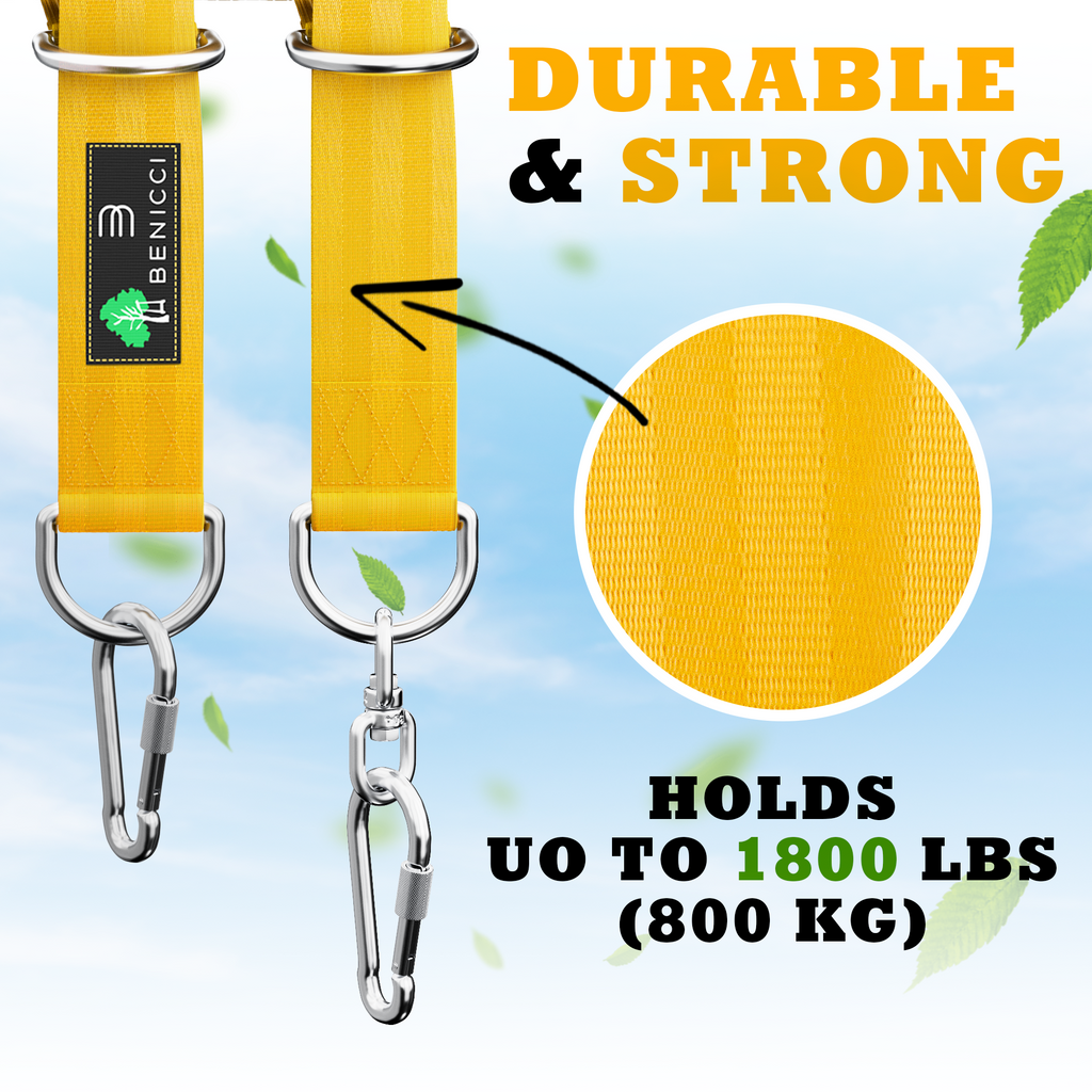 Tree Swing Hanging Kit – 10ft Straps with Carabiners, 2000 lb Capacity