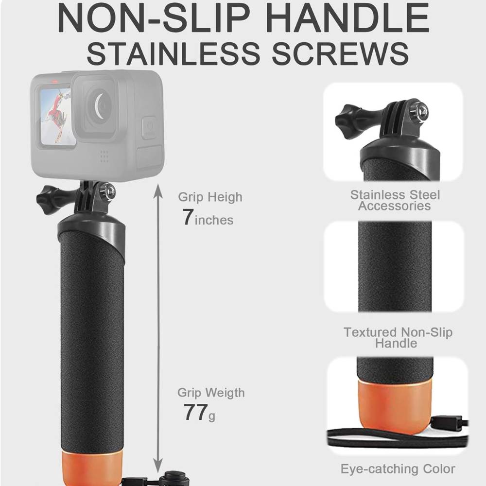 Waterproof Floating Hand Grip Monopod for Action Cameras